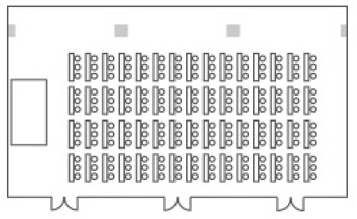 スクールスタイルは180名／学会、研究会、発表会などでお使いいただけます